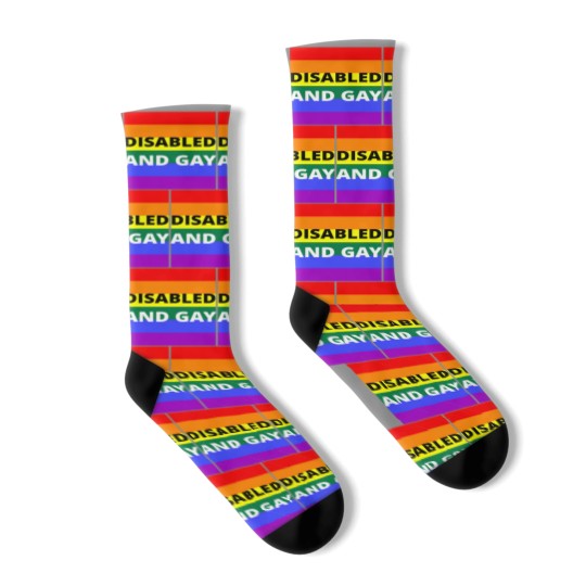Discover Disabled  And Gay On Rainbow Background Socks