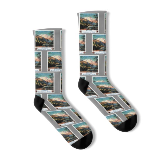 Discover Rainier National Park Old Railway Northern Pacific Socks
