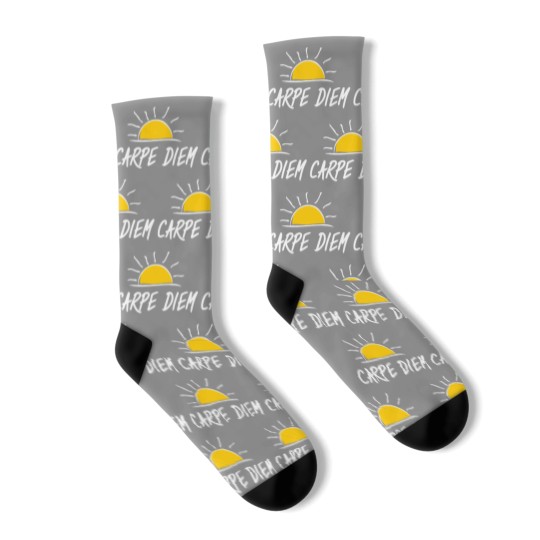 Discover carpe diem is latin and means: seize the day Socks