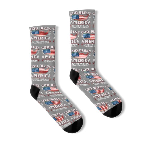 Discover GOD BLESS AMERICA - Except Indiana Sucks Funny Socks