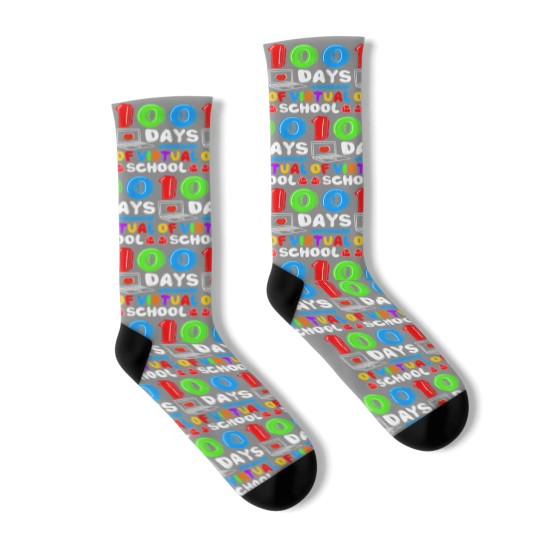 Discover 100 Days Of Virtual School Funny 100th Day Socks