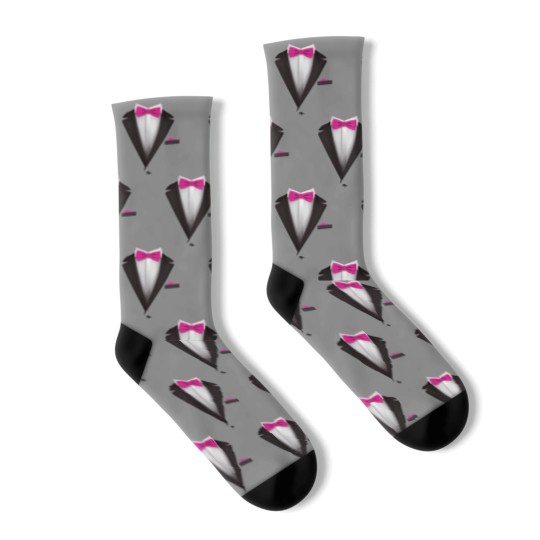 Discover Tuxedo  with Pink Bowtie For Weddings T- Socks