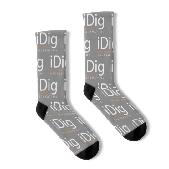 Discover iDIG. Excavator. Backhoe Operator. Gift and Merch Socks