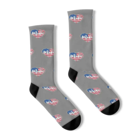 Discover Womens Distressed American Flag Heart Bowling Socks