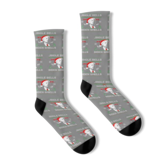 Discover Santa Biden Jingle Bells Biden Smells Ugly Christm Socks