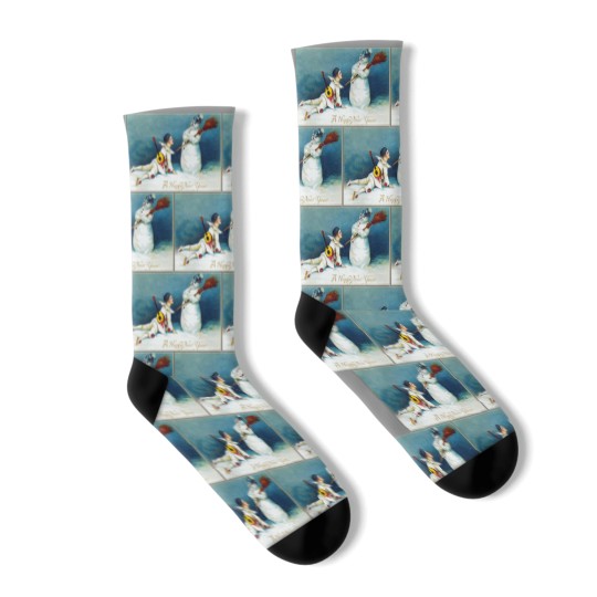 Discover Vintage New Year's Day Boy And Snow Socks