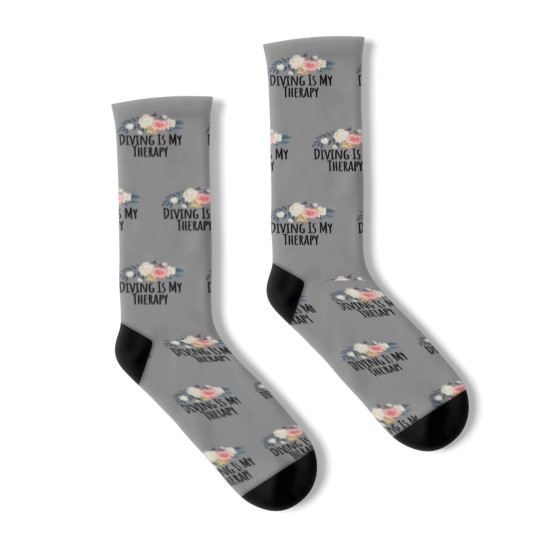Discover Floral Flowers, Diving Is My Therapy Funny Floral Socks