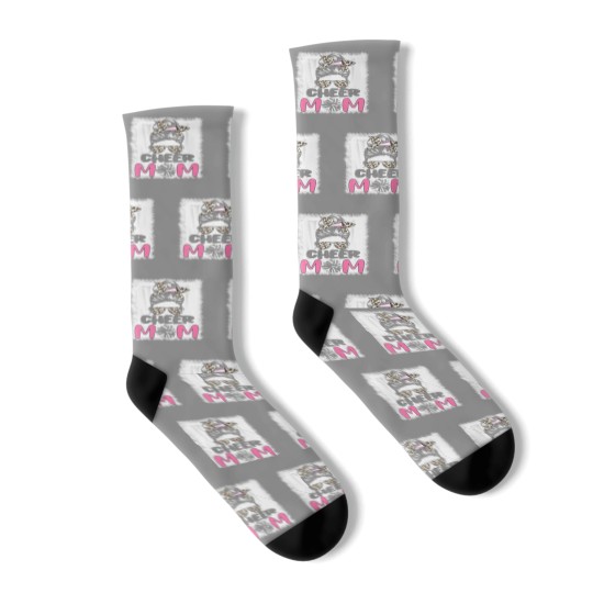 Discover Cute Messy Bun Cheer Mom Funny Leopard Bandana Mot Socks