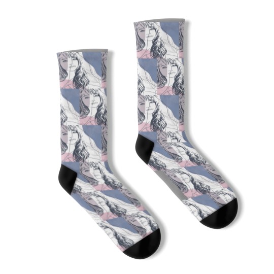 Discover Portrait sketch, tropical plants colorful shapes Socks