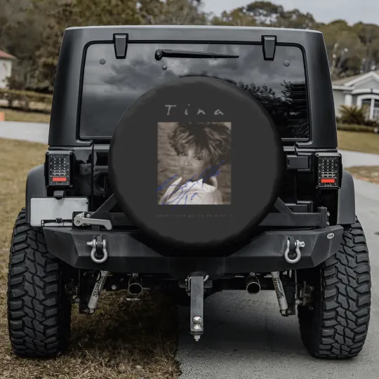 Discover Retro Signature Tina Turner Spare Tire Covers Short Sleeve Unisex Spare Tire Covers Spare Tire Covers For Men Women