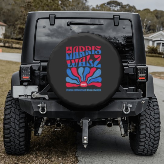 Discover Harris Walz 2024 Vintage Boho Groovy Retro red Blue Kamala Harris 2024 - Harris Walz 2024 - Spare Tire Covers