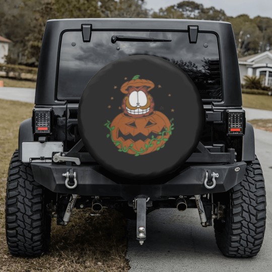 Discover Halloween Garfield Pumpkin Spare Tire Covers, Halloween Pumpkin Garfield Cat Spare Tire Covers