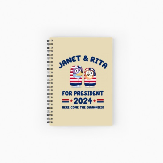 Discover Janet and Rita For President 2024 Election Spiral Notebooks   Ruled Line, BlueyDad Lovers Spiral Notebooks   Ruled Line