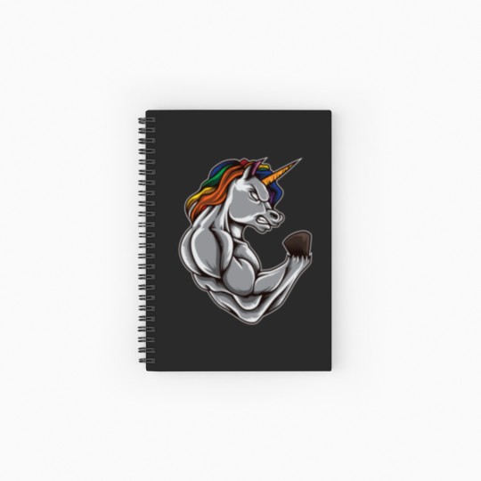 Discover Unicorn At The Gym | Training Fitness Muscles Spiral Notebooks   Ruled Line