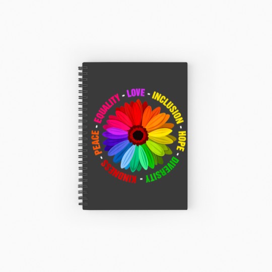 Discover Kindness Peace Equality Love Inclusion Hope Diversity Spiral Notebooks   Ruled Line