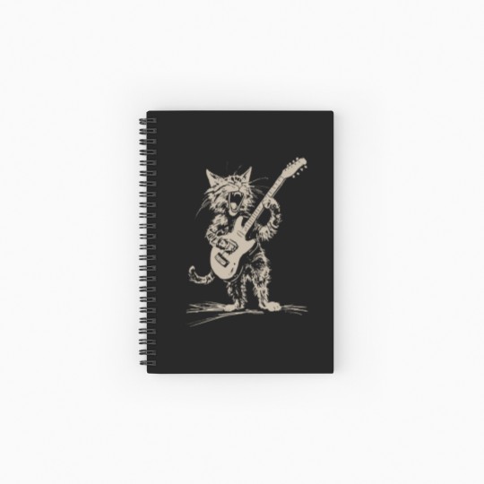 Discover Cat Strumming the Guitar Spiral Notebooks   Ruled Line, Cat Playing Bass Guitar Spiral Notebooks   Ruled Line