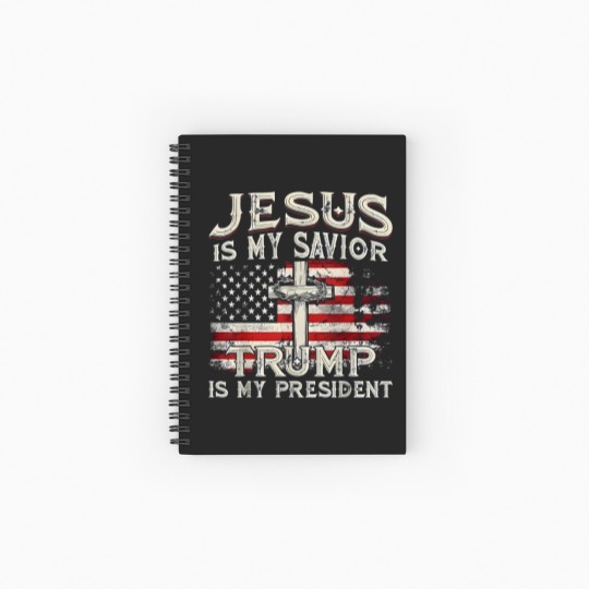 Discover Jesus Is My Savior Trump Is My President American Flag Spiral Notebooks   Ruled Line