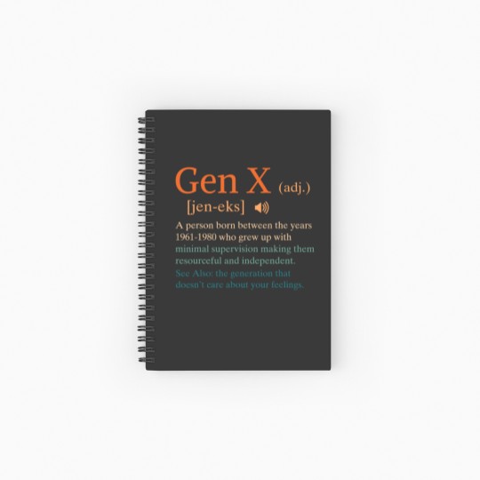 Discover funny gen x definition sarcasm humor 1960 1980 birthday Spiral Notebooks   Ruled Line