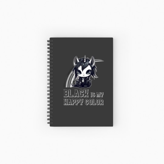 Discover black is my happy color goth girl emo gothic unicorn Spiral Notebooks   Ruled Line