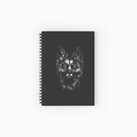 Discover German Shepherd Monochrome Spiral Notebooks   Ruled Line Spiral Notebooks   Ruled Line