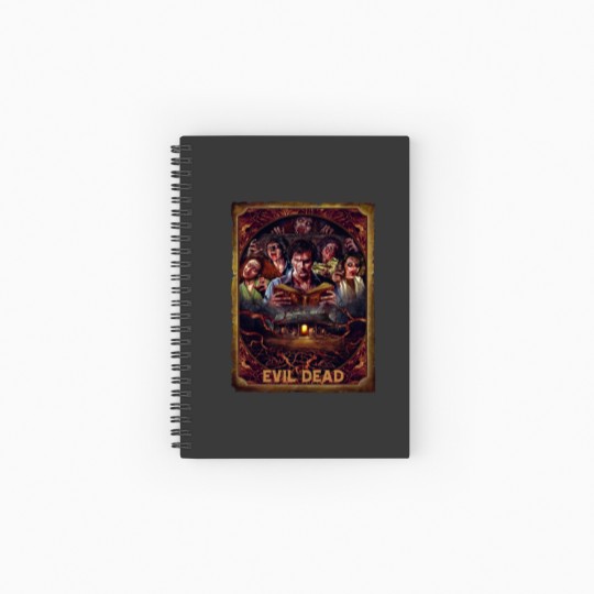 Discover Movie Art, Evil Dead Necronomicon by Peter Panyis, Black Cotton Mens Spiral Notebooks   Ruled Line