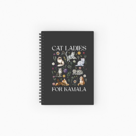 Discover Cat Ladies For Kamala Spiral Notebooks   Ruled Line, Kamala Harris 2024 President Spiral Notebooks   Ruled Line