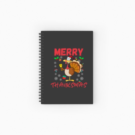 Discover Merry Thanksmas Funny Thanksgiving and Christmas 2024 Combo Spiral Notebooks   Ruled Line