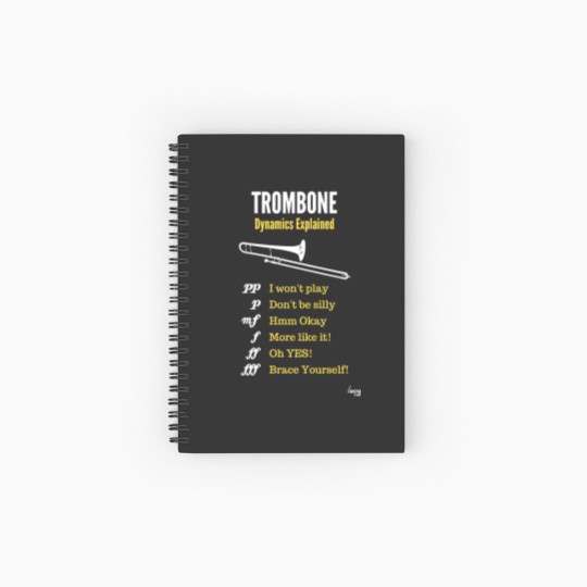Discover Trombone humour – trombone dynamics Spiral Notebooks   Ruled Line