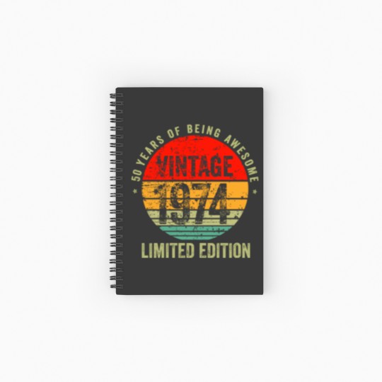 Discover Vintage 1974, 1974 vintage birthday, 50 birthday Spiral Notebooks   Ruled Line