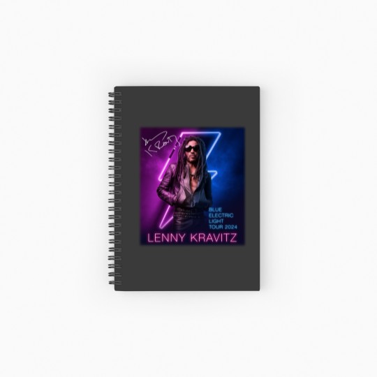 Discover Lenny Kravitz Electric Blue Light Tour 2024 Signature Unisex Spiral Notebooks   Ruled Line All Size