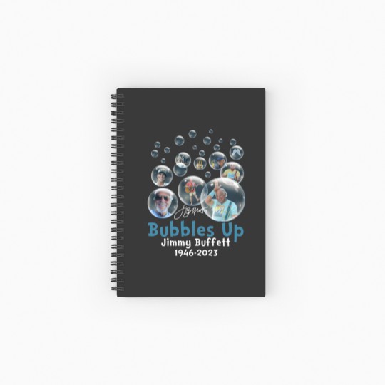 Discover Rare Jimmy Buffett 1946 2023 Bubbles Up Thank  You Memories Black Spiral Notebooks   Ruled Line