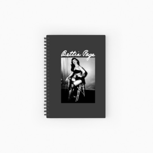 Discover Bettie Page BLACK Spiral Notebooks   Ruled Line short sleeve