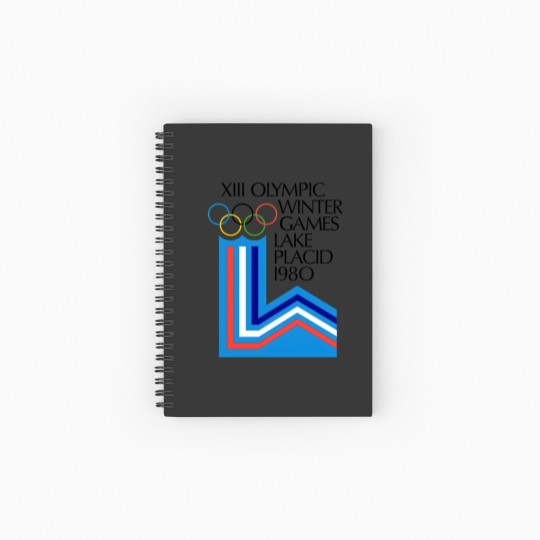 Discover Lake Placid 1980 Winter Olympics Men's Grey Spiral Notebooks   Ruled Line Size S-5XL
