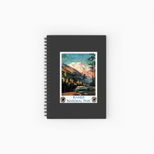 Discover Rainier National Park Old Railway Northern Pacific Spiral Notebooks   Ruled Line