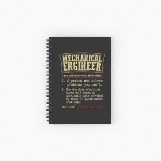 Discover Mechanical Engineer Funny Dictionary Definition Spiral Notebooks   Ruled Line