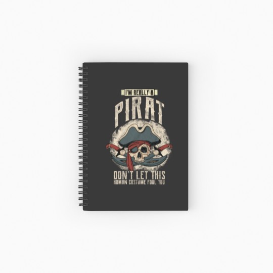 Discover Pirate Costume Jolly Roger Skull Eye Patch Spiral Notebooks   Ruled Line