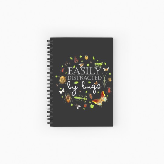 Discover Easily Distracted By Bugs Funny Bug Insects Spiral Notebooks   Ruled Line
