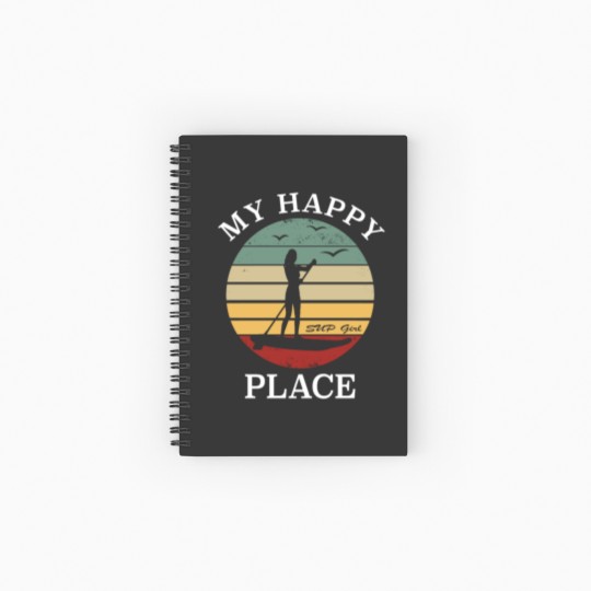 Discover Stand Up Paddle - SUP Girl - My Happy Place Sunset Spiral Notebooks   Ruled Line