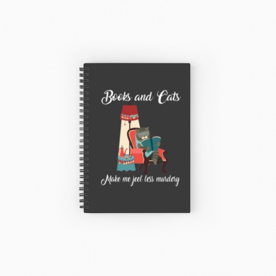 Discover Cat Lovers | Books And Cats Make Me Feel Murdery T- Spiral Notebooks   Ruled Line