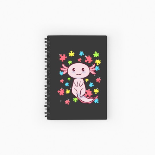 Discover Axolotl Autism Awareness Puzz;E Water Spiral Notebooks   Ruled Line