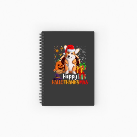 Discover Corgi Dog Happy Hallothanksmas Welsh Corgi Lover H Spiral Notebooks   Ruled Line