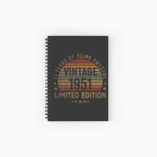 Discover 71 Year Old Gifts Vintage 1951 Limited Edition 71S Spiral Notebooks   Ruled Line