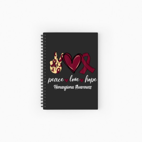 Discover Peace Love Cure Hemangioma Burgundy Ribbon Awarene Spiral Notebooks   Ruled Line