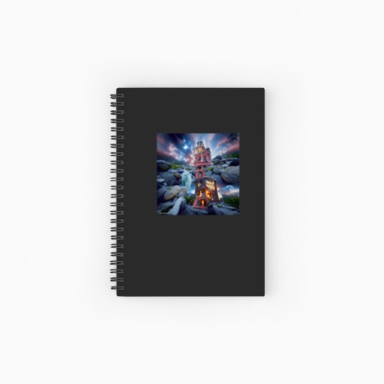 Discover TOWER BETWEEN WORLDS ORIGINAL DIGITAL AI GENERATED Spiral Notebooks   Ruled Line
