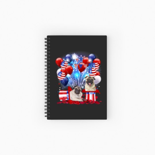 Discover Pug Firework American Flag 4Th Of July Dog Lover Spiral Notebooks   Ruled Line