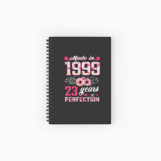 Discover Womens Made In 1999 Floral 23 Year Old 23Rd Birthd Spiral Notebooks   Ruled Line