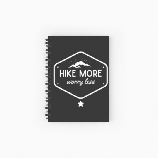 Discover Funny Vintage Hike More Worry Less - Love Hiking Spiral Notebooks   Ruled Line