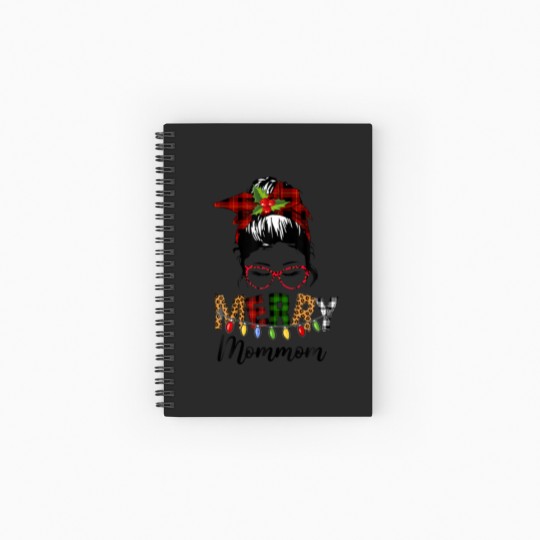 Discover Red Plaid Mommom Messy Bun Ladies Christmas Pajama Spiral Notebooks   Ruled Line