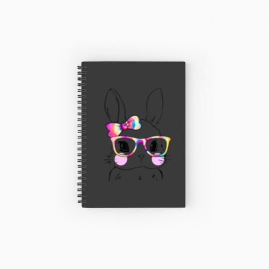 Discover Cute Bunny Rabbit Face Tie Dye Glasses Girl Happy Spiral Notebooks   Ruled Line