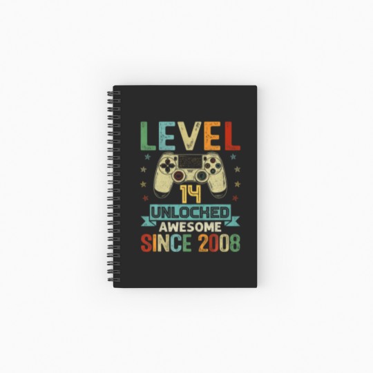 Discover Level 14 Unlocked Awesome Since 2008 Video Game 14 Spiral Notebooks   Ruled Line
